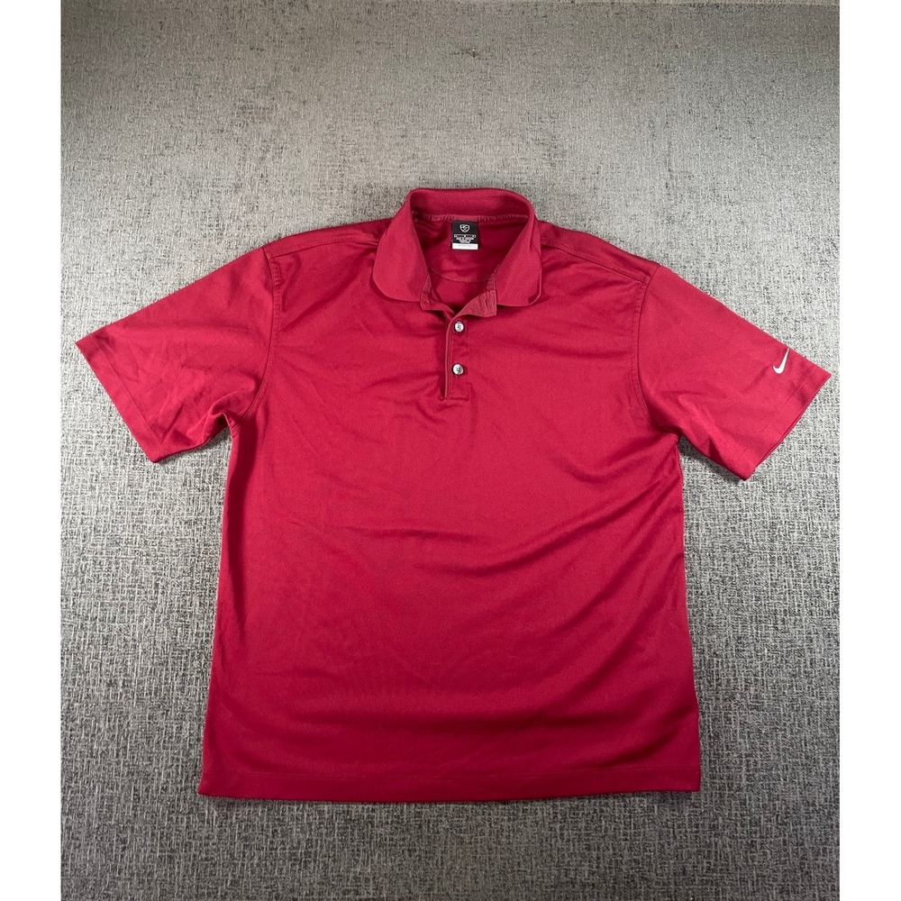 Nike Golf Dri-FIT UV Polo‎ Shirt Mens Large Red Short Sleeve Performance Swoosh
